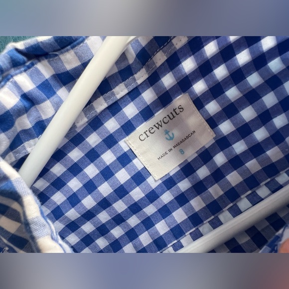 Crewcuts Blue and White Gingham Button down Shirt size 8 - Picture 5 of 5